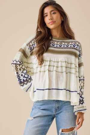Belle Boho Babydoll Sweater - Altar'd State - 