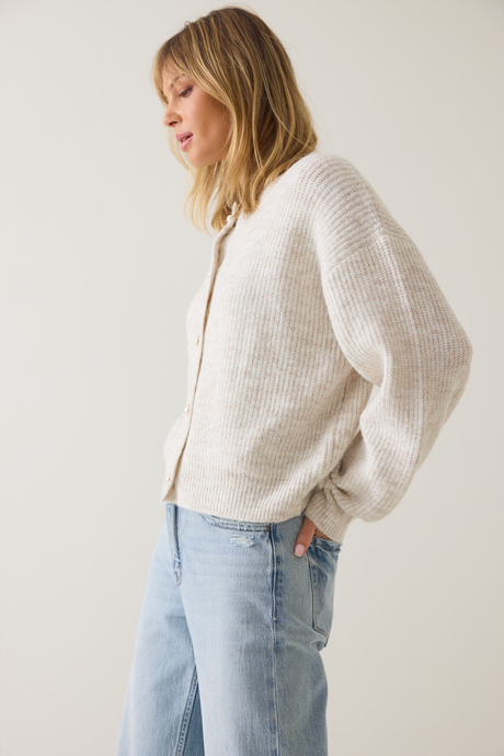 Calla Ribbed Pearl-Button Oversized Cardigan - Altar'd State