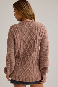 Noel Oversized Cable Knit Sweater Detail 5 - Altar'd State