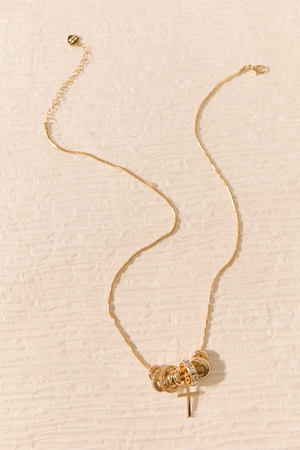 18K Gold Rondelle Cross Slider Necklace - Altar'd State - 