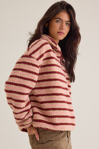 Chloe Striped Sherpa Pullover Detail 3 - Altar'd State