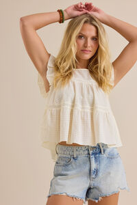 Aubrey Flutter Sleeve Textured Top - Altar'd State