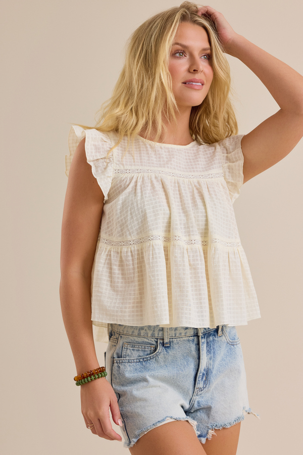 Aubrey Flutter Sleeve Textured Top Detail 3 - Altar'd State
