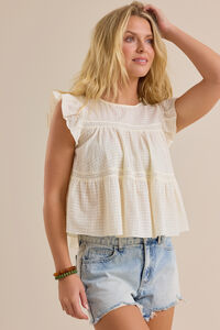 Aubrey Flutter Sleeve Textured Top Detail 3 - Altar'd State