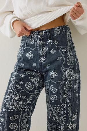 Kerstin High Rise Bandana Barrel Pants - Altar'd State