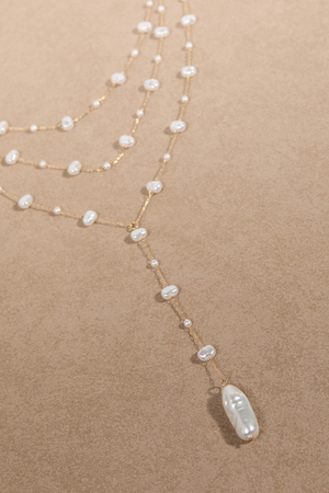 Layered Pearl Lariat Necklace - Altar'd State - 
