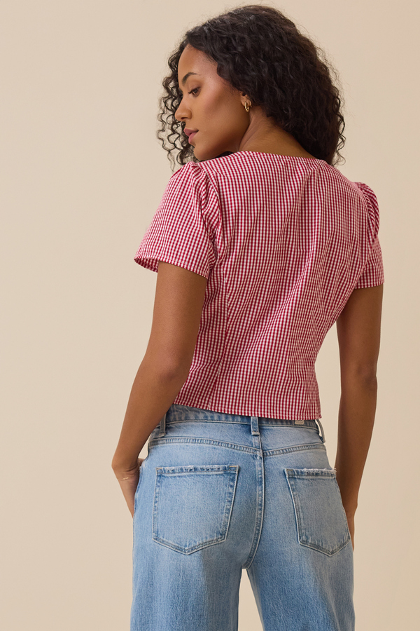 Wendy Gingham Button Front Top Detail 6 - Altar'd State