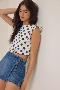 Dixie Side Tie Denim Skort - Altar'd State