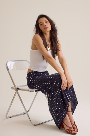 Elodie Polka Dot Linen Maxi Skirt - Altar'd State - 