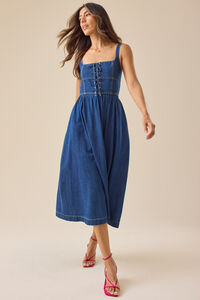 Quinlan Denim Midi Dress Detail 2 - Altar'd State