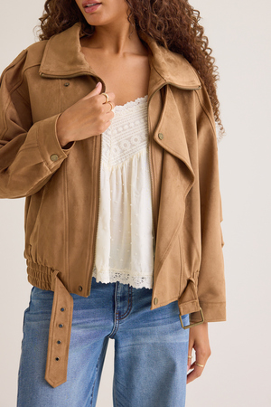 Addy Suede Bomber Jacket - Altar'd State - 