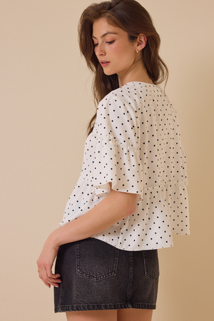 Liora Polka Dot Ruffle Top - Altar'd State - 