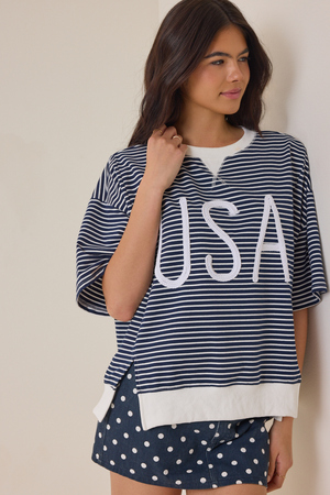 USA Striped Graphic Tee - Altar'd State - 