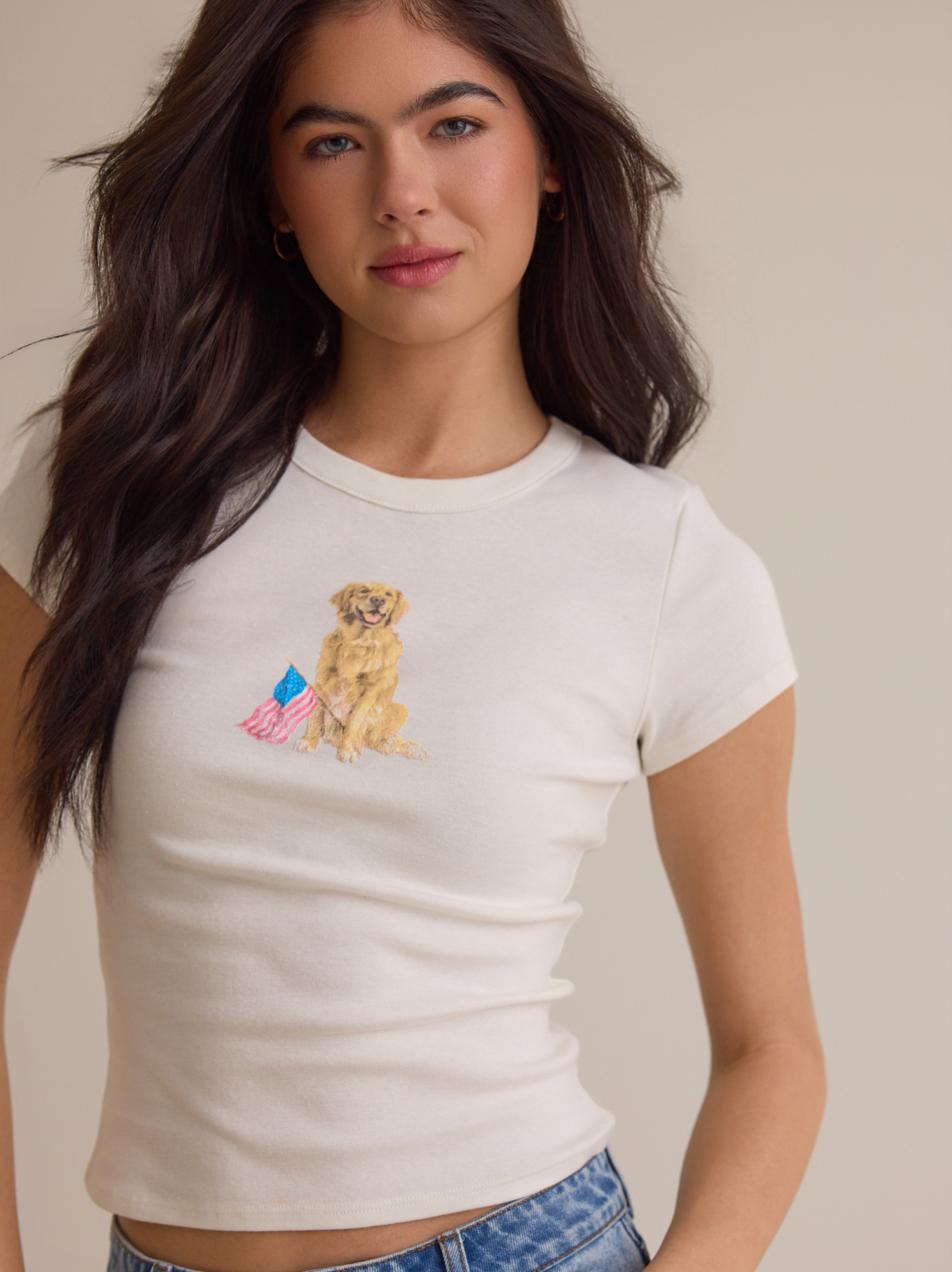 Ellison American Dog Baby Tee in Ivory | Altar'd State