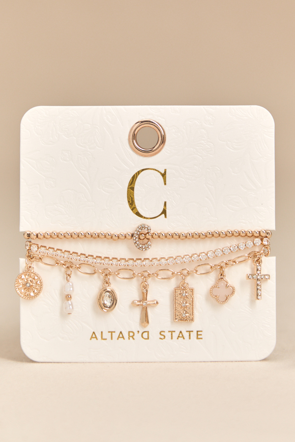 C Charm Bracelet Set - Altar'd State