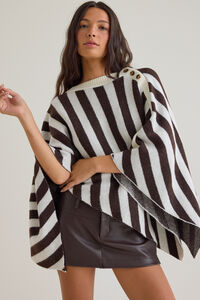 Abby Striped Button Poncho - Altar'd State
