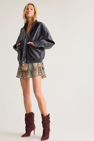 Mona Vegan Leather Bomber Jacket - Altar'd State - 