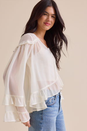 Kariss Chiffon Ruffle Top - Altar'd State - 