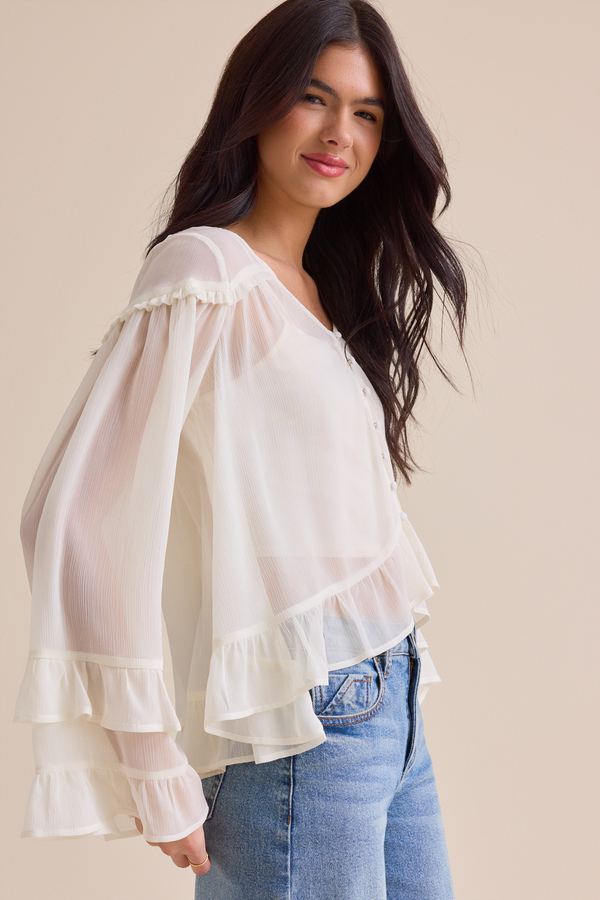 Kariss Chiffon Ruffle Top Detail 3 - Altar'd State