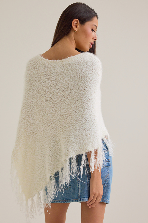 Shyla Eyelash Fringe Hem Poncho Detail 6 - Altar'd State