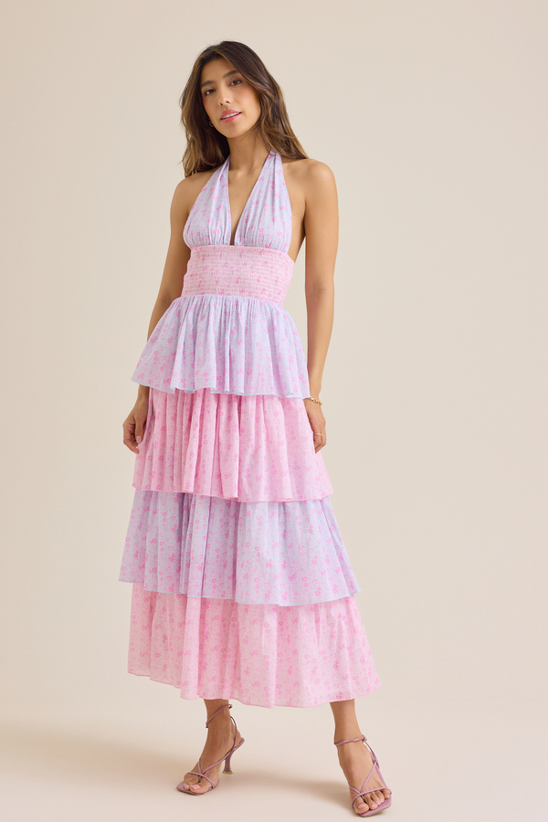 Fiora Halter Maxi Dress in Pink & Purple | Altar'd State
