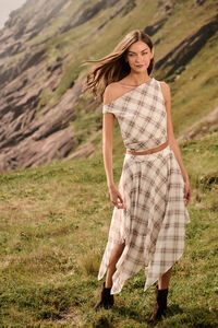 Marin Plaid Asymmetrical Top Detail 3 - Altar'd State