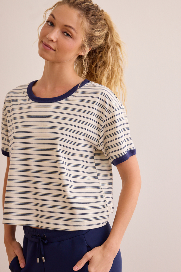 Power Stripe Ringer Boxy Tee - Altar'd State