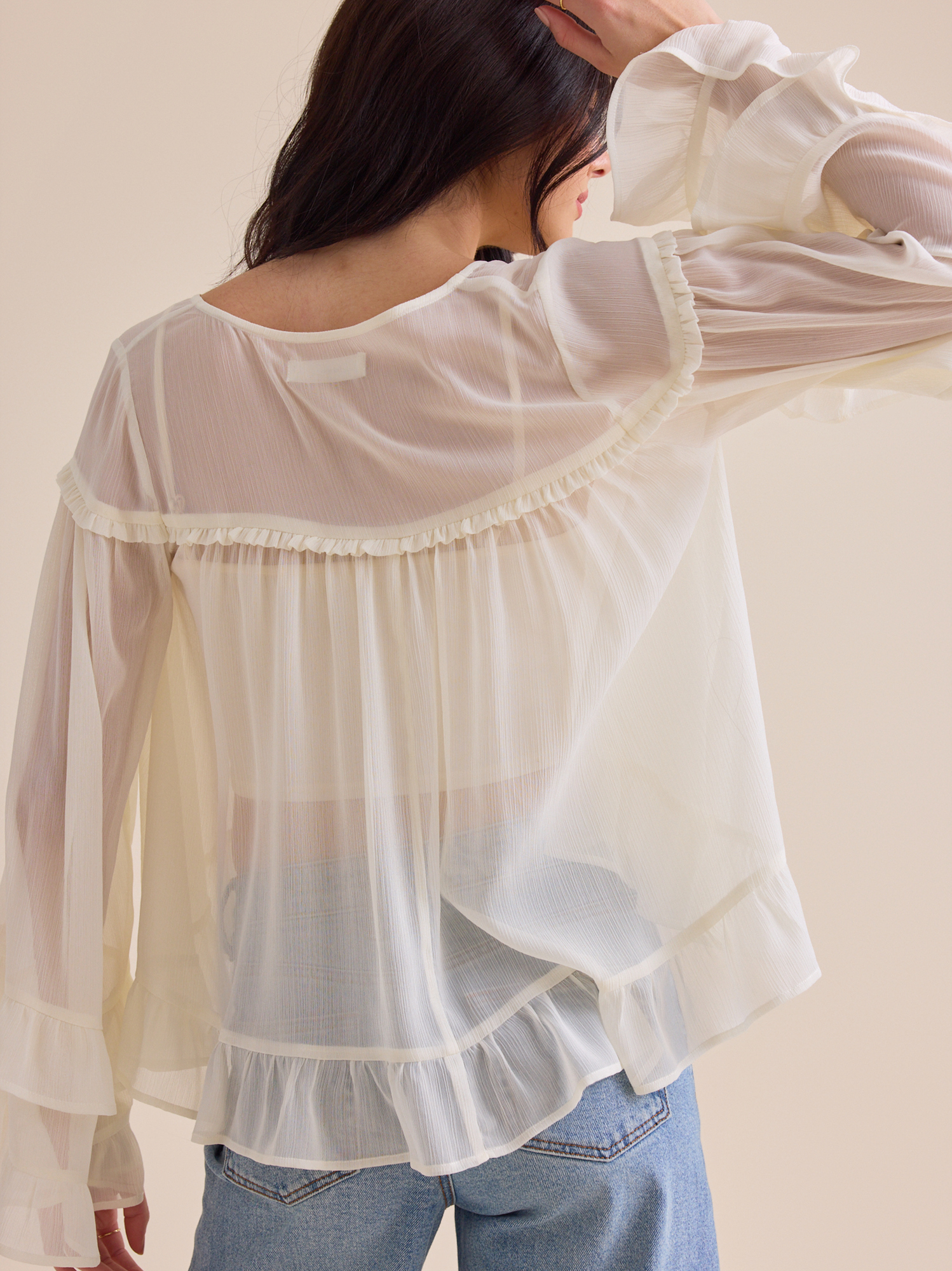 Kariss Chiffon Ruffle Top in White | Altar'd State