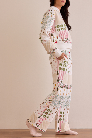 Quilted Christmas Patchwork Wide Leg Pants - Altar'd State - 