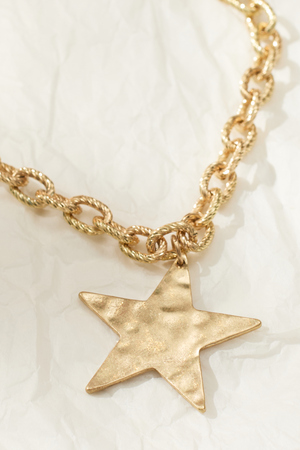 Worn Gold Hammered Star Necklace - Altar'd State - 
