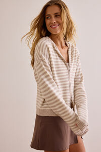 On My Way Stripe Zip Up Sweater Detail 5 - Altar'd State