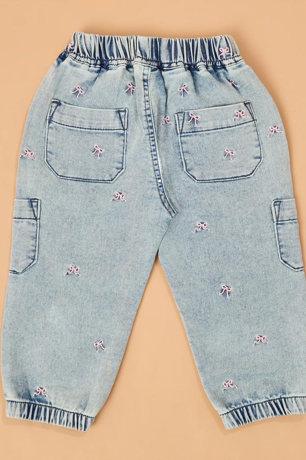 Sally Bow Denim Joggers Detail 3 - Altar'd State