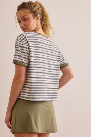 Power Stripe Ringer Boxy Tee - Altar'd State - 