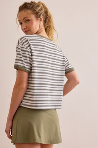 Power Stripe Ringer Boxy Tee Detail 6 - Altar'd State