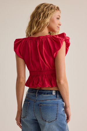 Micah Poplin Tie Front Top - Altar'd State - 