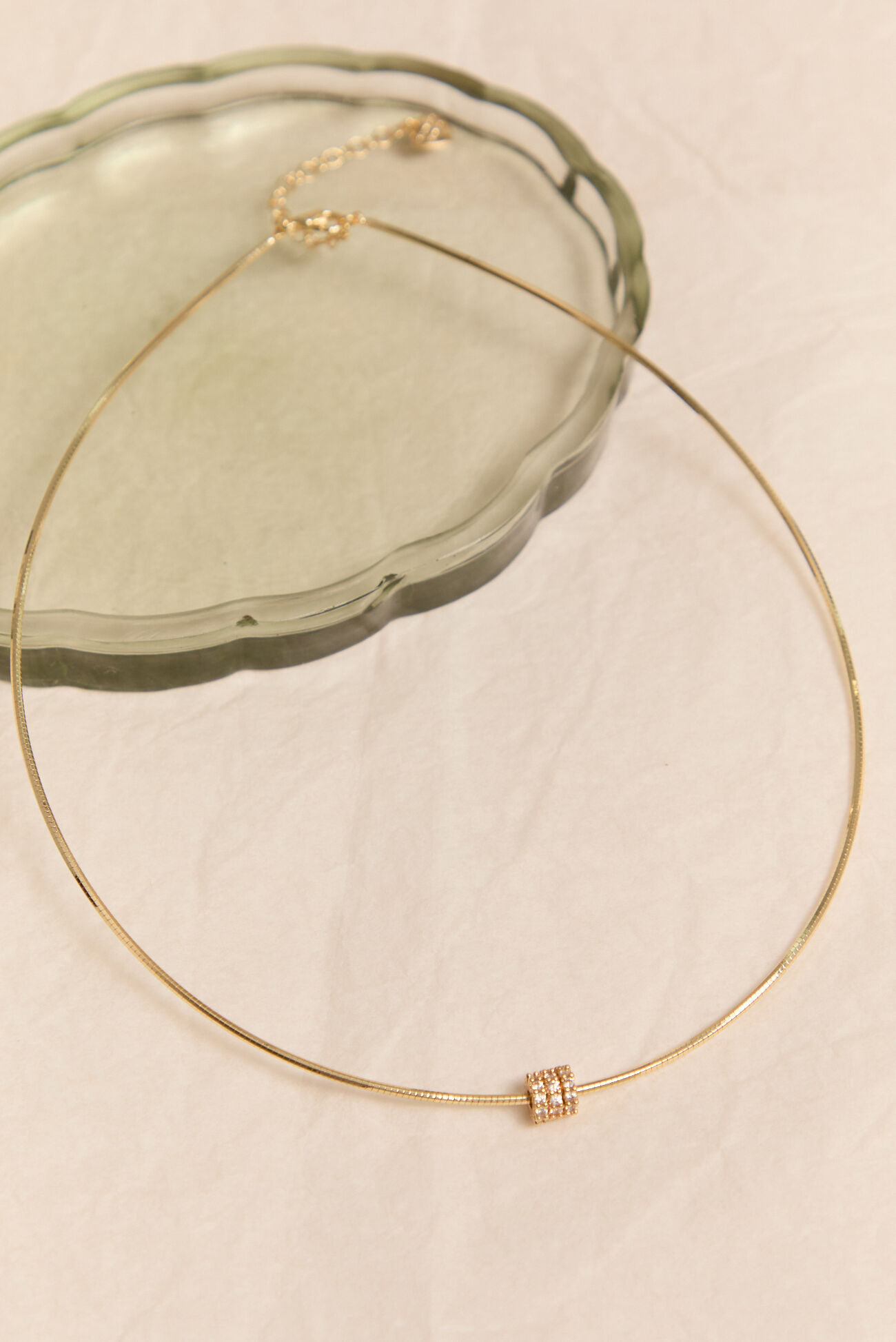 18K Gold Wire Slider Charm Necklace