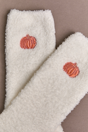 Ivory Pumpkin Fuzzy Socks - Altar'd State