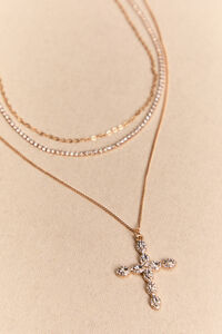 Layered Glitz Cross Tennis Necklace - Altar'd State