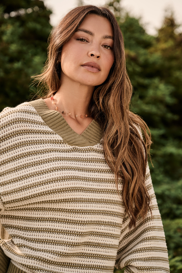 Harper Striped Knit Sweater Detail 3 - Altar'd State