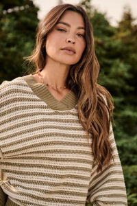 Harper Striped Knit Sweater Detail 3 - Altar'd State