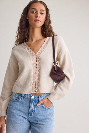 Zephyrine Lace-Trim Button Top - Altar'd State - 