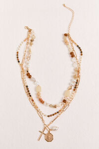 Chloe Beaded Layered Sun and Pearl Necklace - Altar'd State