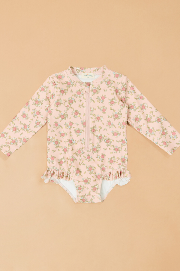 Edith Rose Long Sleeve Ruffle Leg Swimsuit Detail 2 - Altar'd State