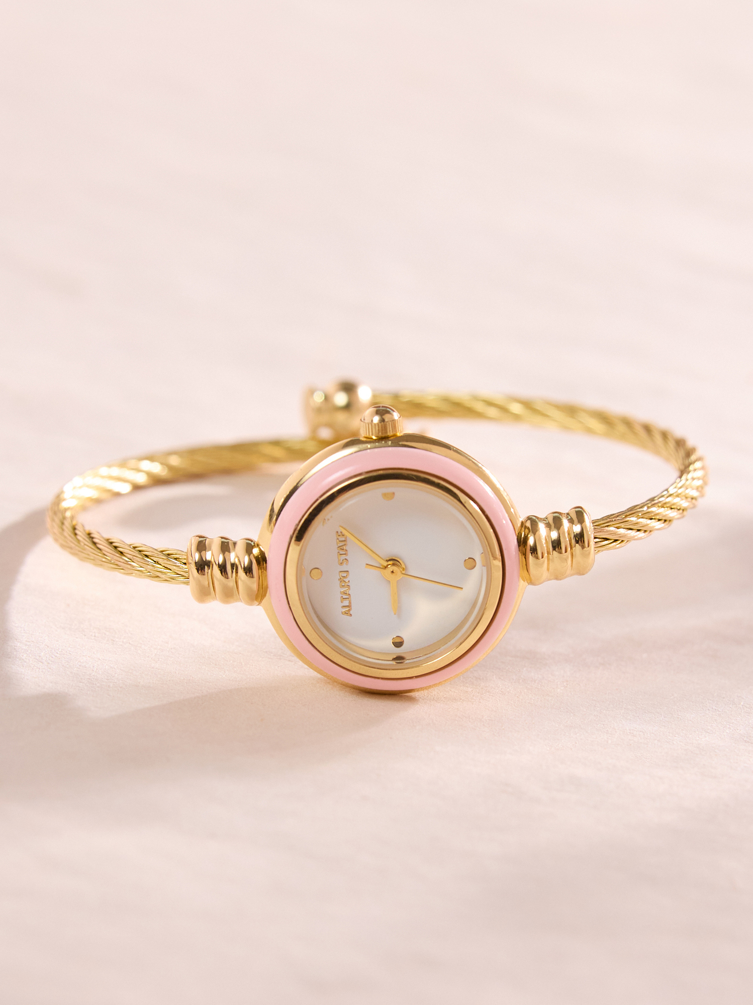 Cuff Enamel Round Watch in Pink | Altar'd State