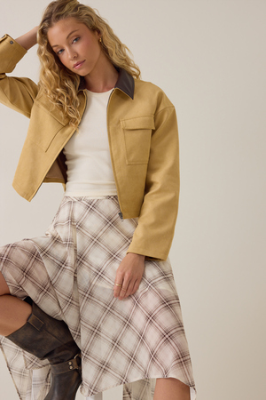 Sarah Suede Collar Trucker Jacket - Altar'd State