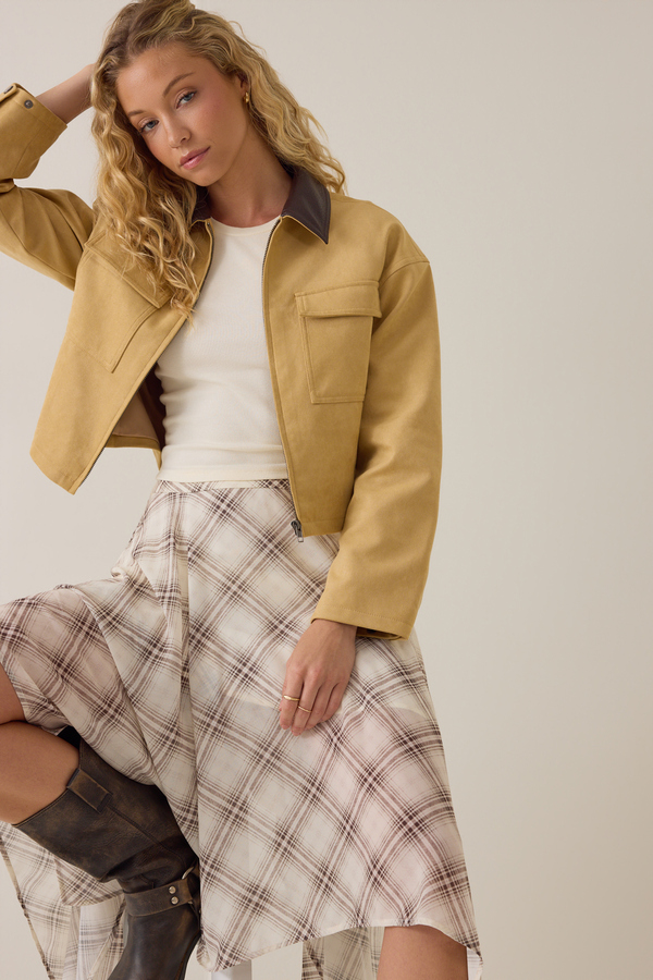 Sarah Suede Collar Trucker Jacket - Altar'd State