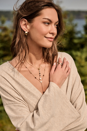 Navy Jewel Pearl Y Necklace - Altar'd State