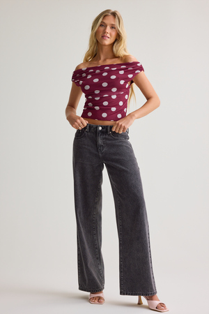 Nola Off-Shoulder Dot Top - Altar'd State