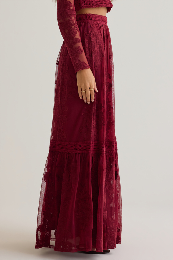 Arissa Embroidered Maxi Skirt Detail 5 - Altar'd State
