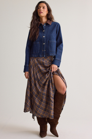 Amora Suede Denim Jacket - Altar'd State - 